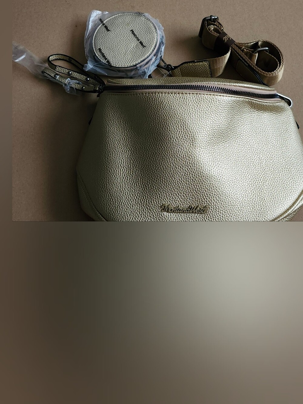 Gold Women's Crossbody Bag with Coin Pouch